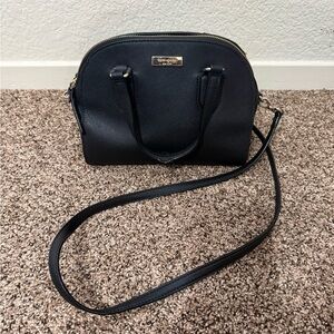 kate spade Black Saffiano Dome Crossbody with Gold Hardware